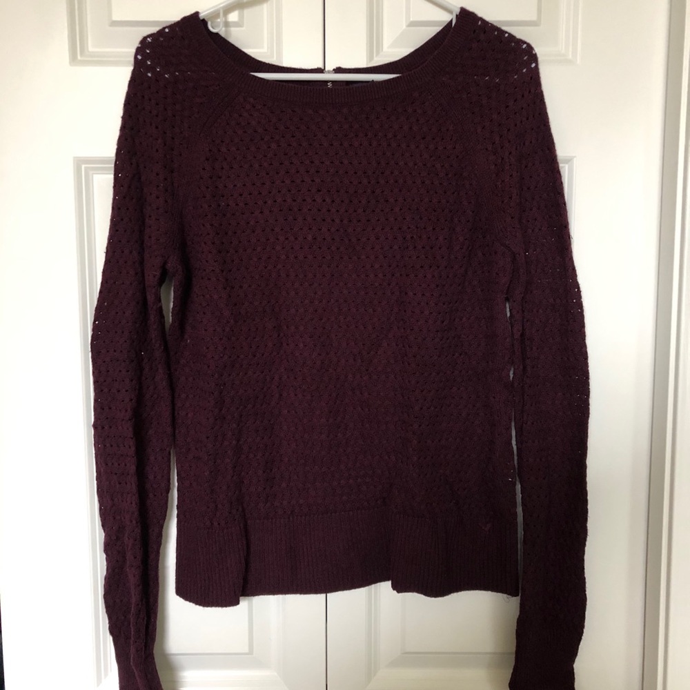 American Eagle Burgundy Knit Sweater